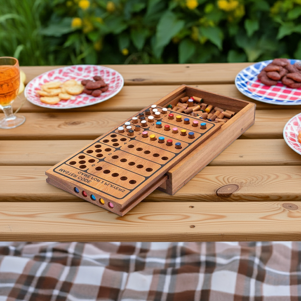 mastermind bordspel op picknicktafel