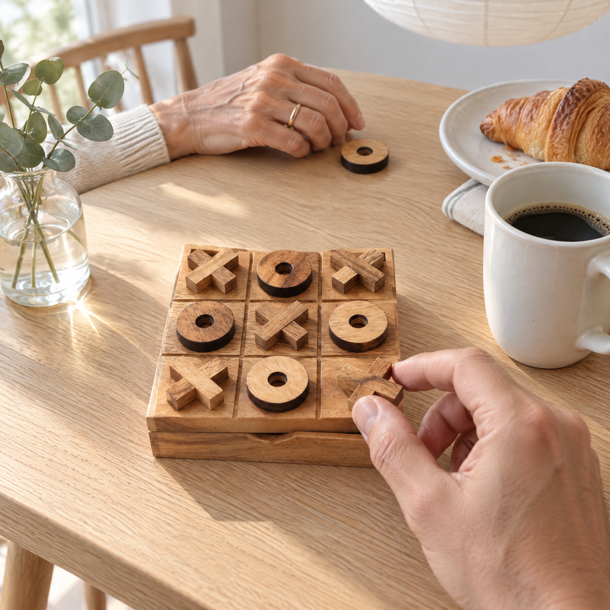 Houten tic-tac-toe spel, duurzaam en plasticvrij, handgemaakt voor jong en oud